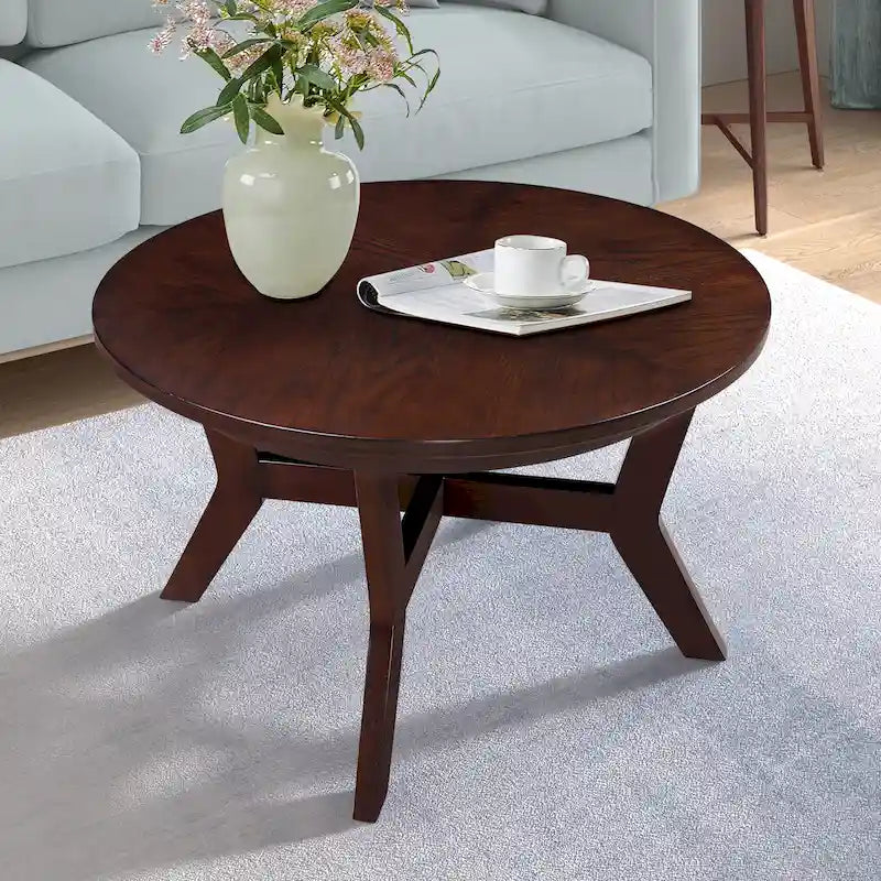 Mesa de centro redonda de madera de 32 pulgadas con 4 patas