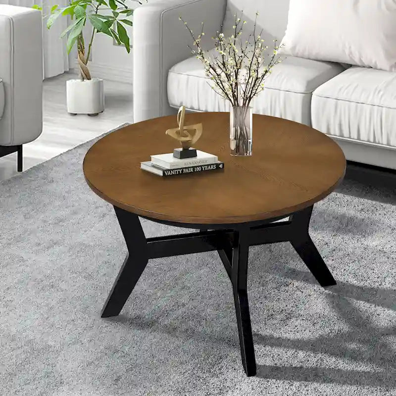 Mesa de centro redonda de madera de 32 pulgadas con 4 patas