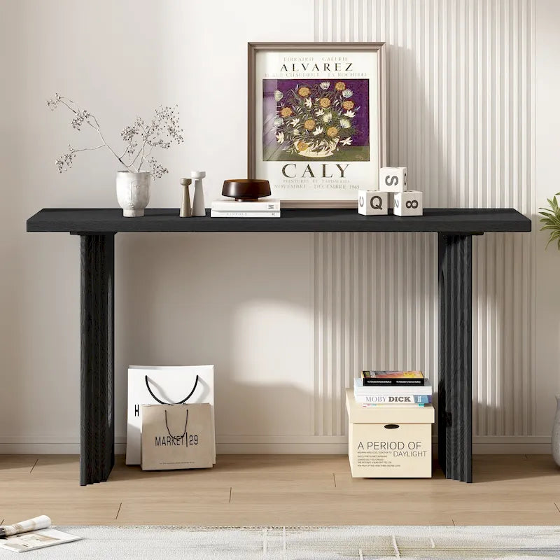 Mesa consola con patas redondas huecas