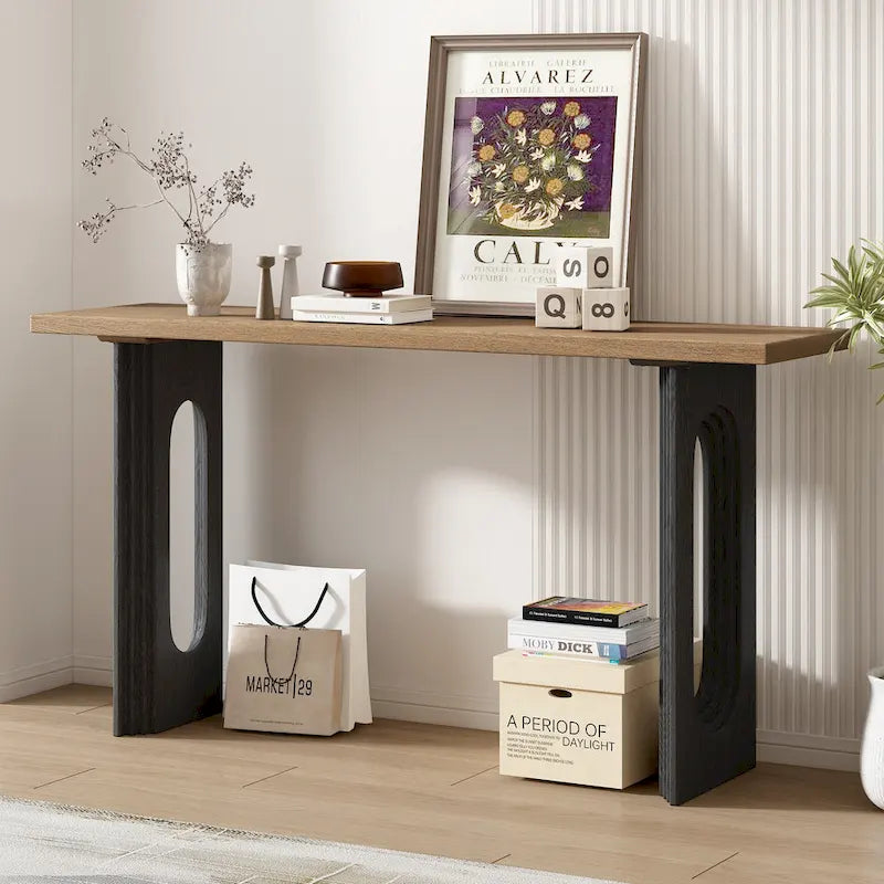 Mesa consola con patas redondas huecas
