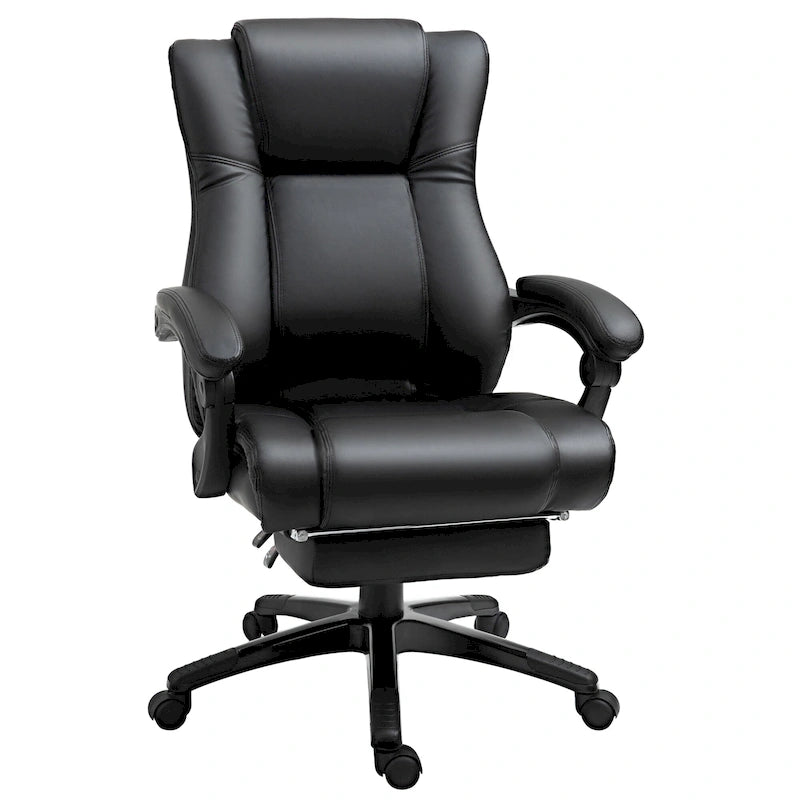 Silla de oficina de respaldo alto con altura ajustable y reposapiés retráctil