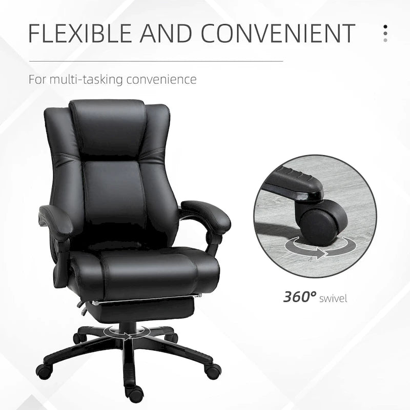 Silla de oficina de respaldo alto con altura ajustable y reposapiés retráctil