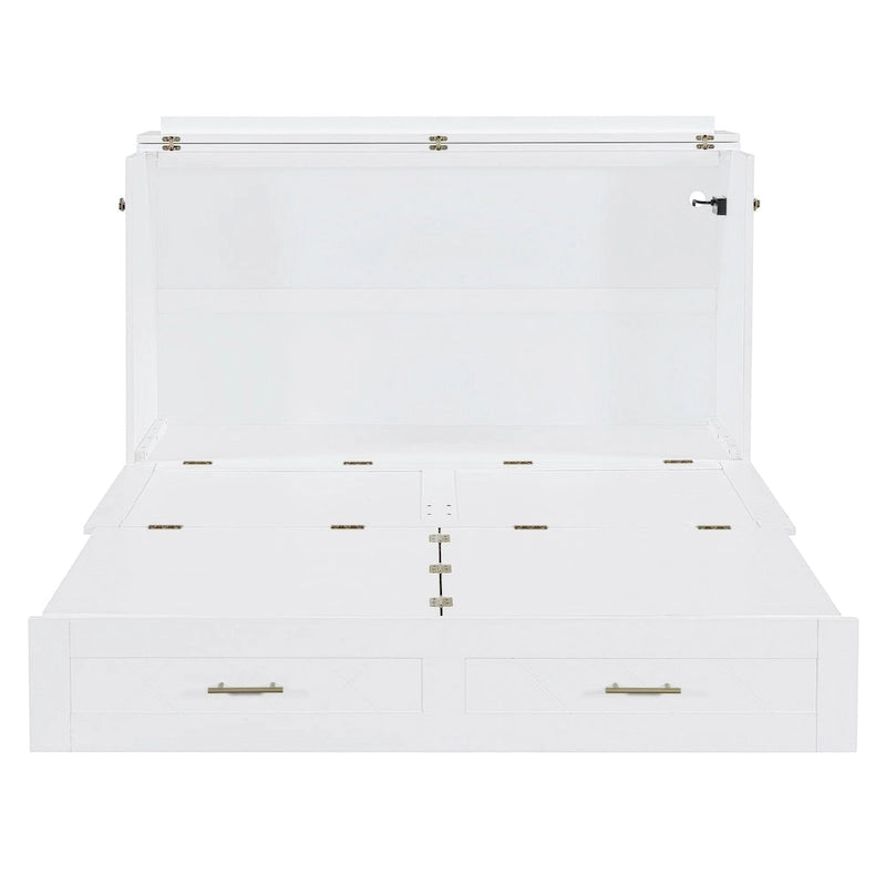 Cama Murphy de tamaño completo con cajón, tomacorrientes, puertos USB y mecanismo de polea