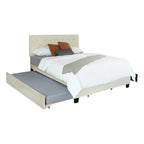 Cama tapizada tamaño Queen con cabecero capitoné, cama nido y cajones de almacenamiento