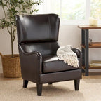 Sillón decorativo de respaldo alto con orejas y patas de madera de abedul