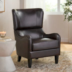 Sillón decorativo de respaldo alto con orejas y patas de madera de abedul