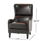 Sillón decorativo de respaldo alto con orejas y patas de madera de abedul