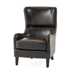 Sillón decorativo de respaldo alto con orejas y patas de madera de abedul