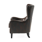 Sillón decorativo de respaldo alto con orejas y patas de madera de abedul