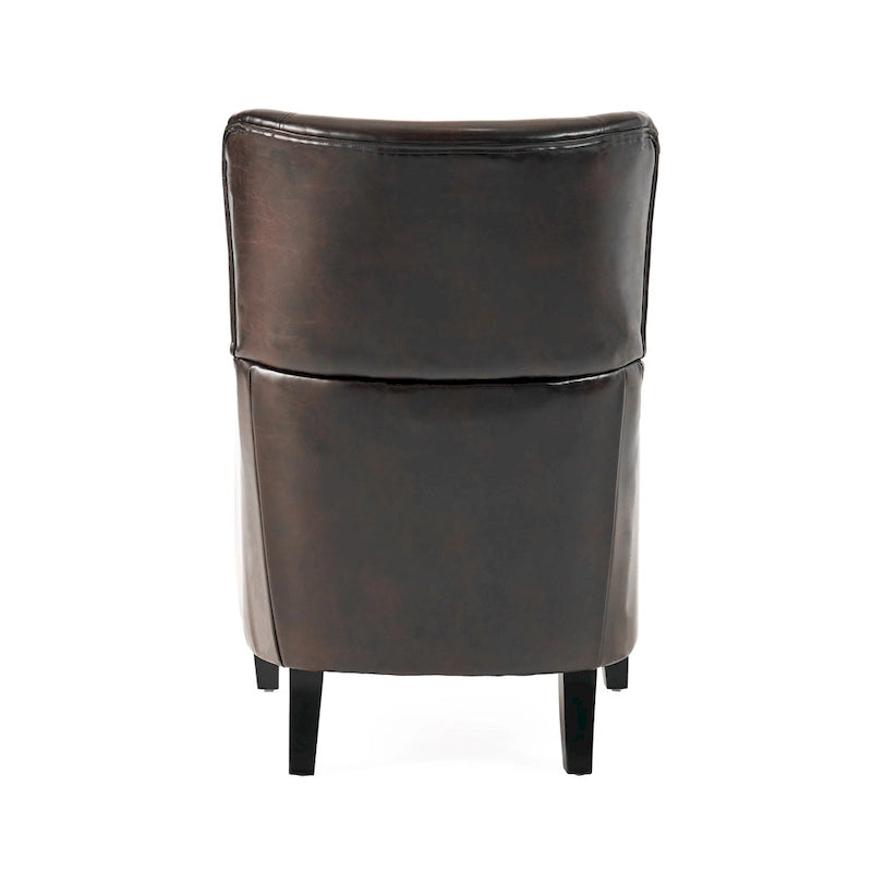 Sillón decorativo de respaldo alto con orejas y patas de madera de abedul