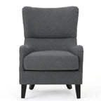 Sillón decorativo de respaldo alto con orejas y patas de madera de abedul