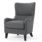 Sillón decorativo de respaldo alto con orejas y patas de madera de abedul