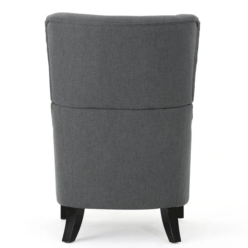 Sillón decorativo de respaldo alto con orejas y patas de madera de abedul