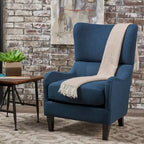 Sillón decorativo de respaldo alto con orejas y patas de madera de abedul