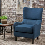 Sillón decorativo de respaldo alto con orejas y patas de madera de abedul
