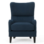 Sillón decorativo de respaldo alto con orejas y patas de madera de abedul