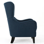 Sillón decorativo de respaldo alto con orejas y patas de madera de abedul