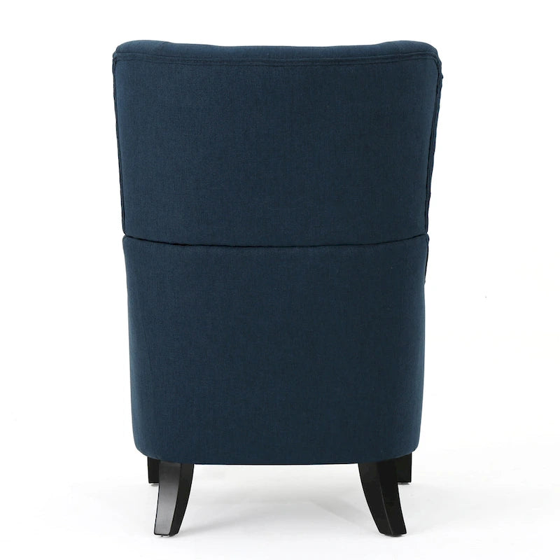 Sillón decorativo de respaldo alto con orejas y patas de madera de abedul