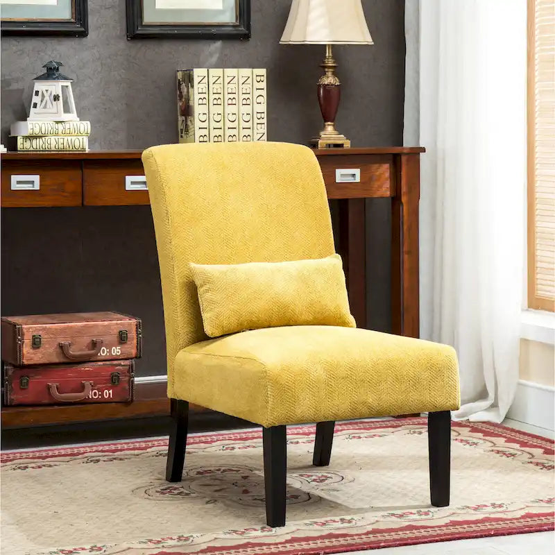 Sillón decorativo sin brazos de tela de chenilla con almohada