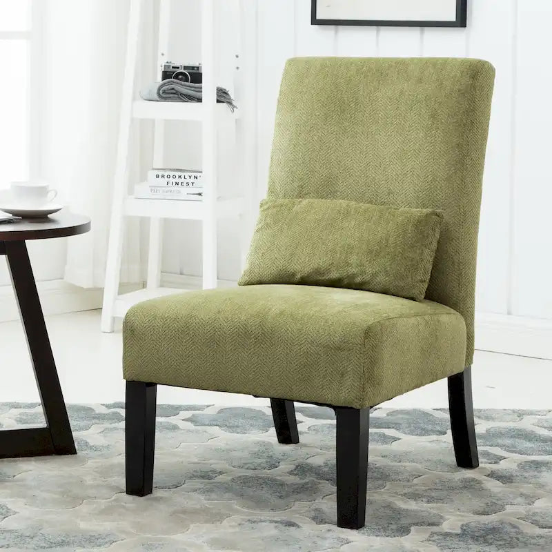 Sillón decorativo sin brazos de tela de chenilla con almohada