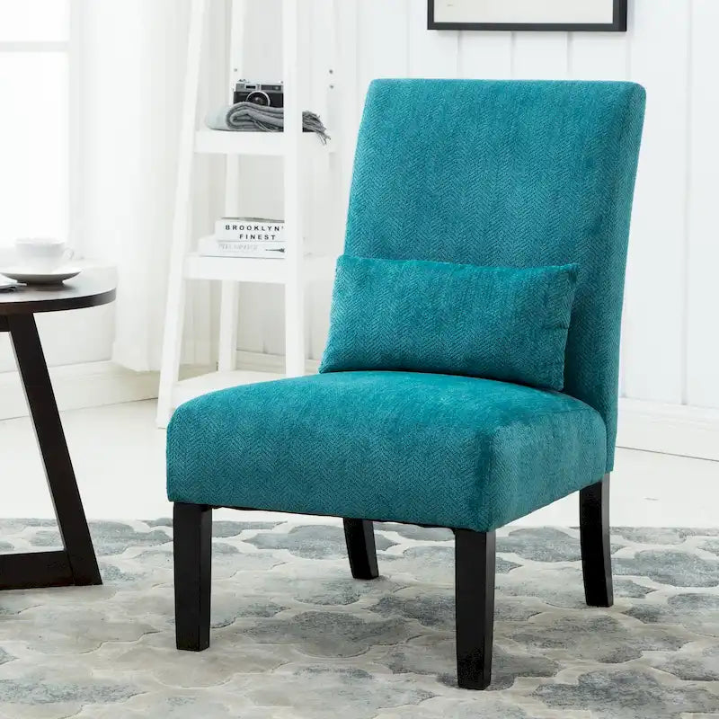 Sillón decorativo sin brazos de tela de chenilla con almohada