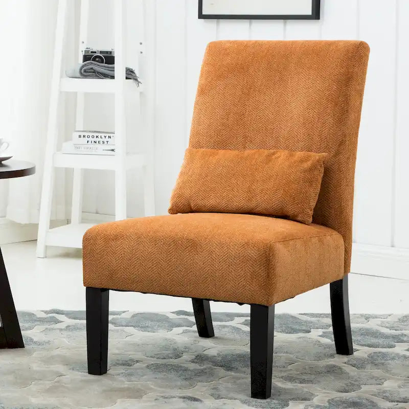 Sillón decorativo sin brazos de tela de chenilla con almohada