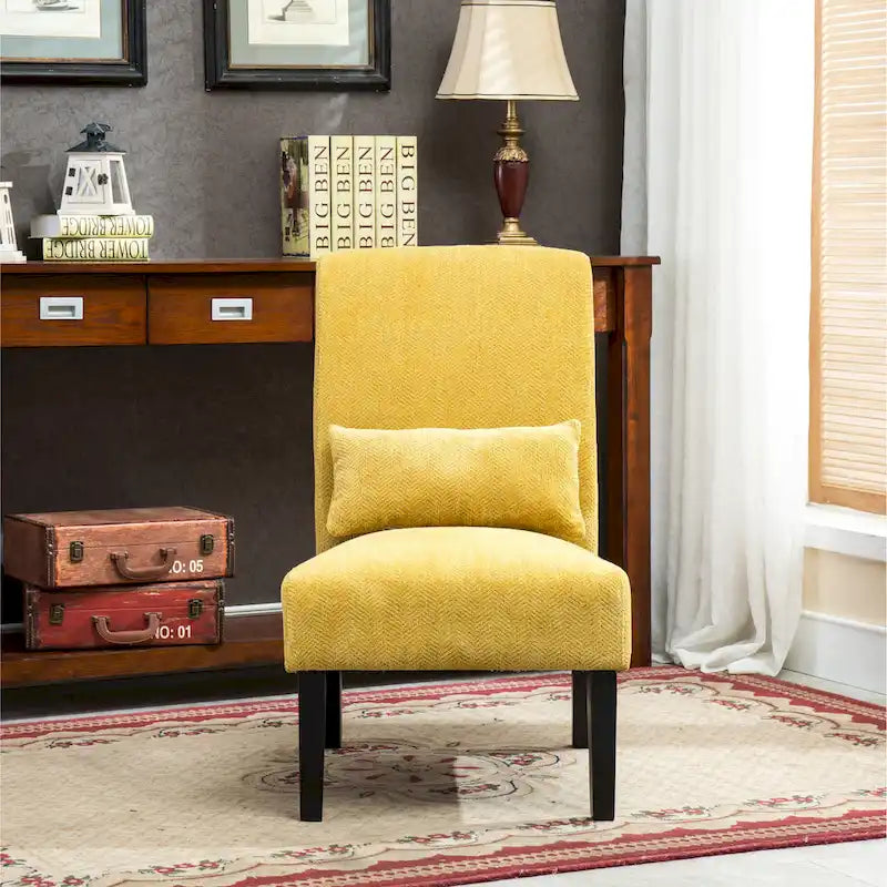 Sillón decorativo sin brazos de tela de chenilla con almohada