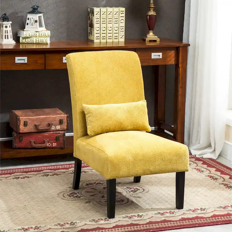 Sillón decorativo sin brazos de tela de chenilla con almohada