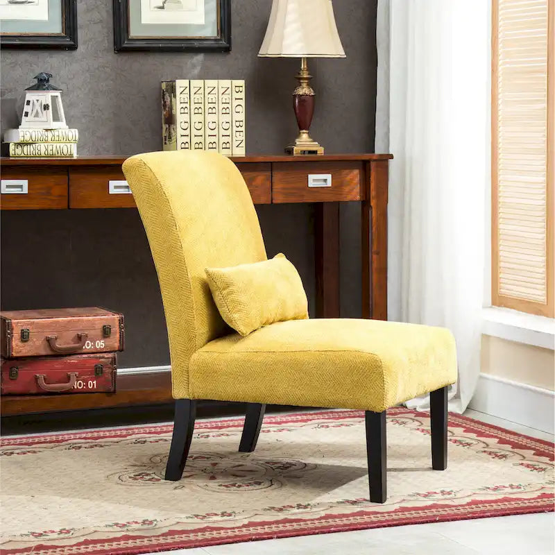 Sillón decorativo sin brazos de tela de chenilla con almohada