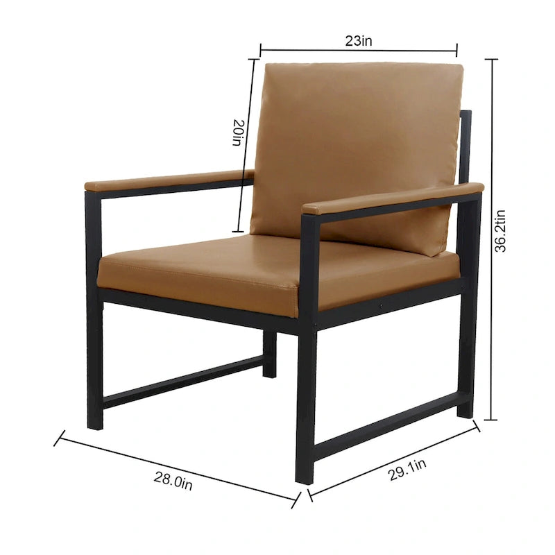 Sillón decorativo de piel sintética color Camel con patas antideslizantes