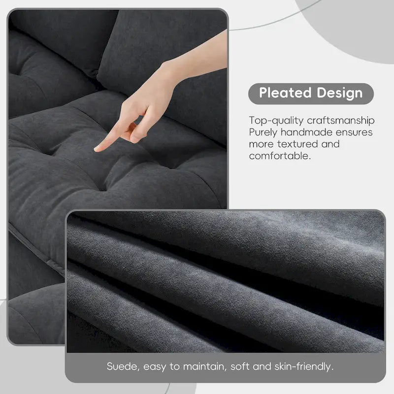 Sofá seccional convertible en forma de L de 4 asientos gris con otomana extraíble y cojines decorativos