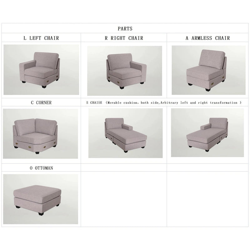 Sofá seccional modular reversible