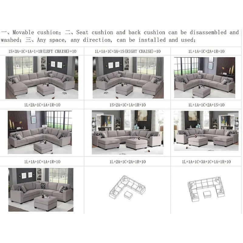 Sofá seccional modular reversible