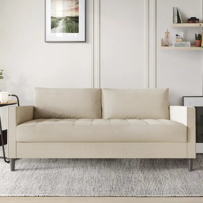 Sofá tapizado de lino minimalista contemporáneo