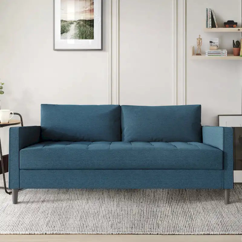 Sofá tapizado de lino minimalista contemporáneo