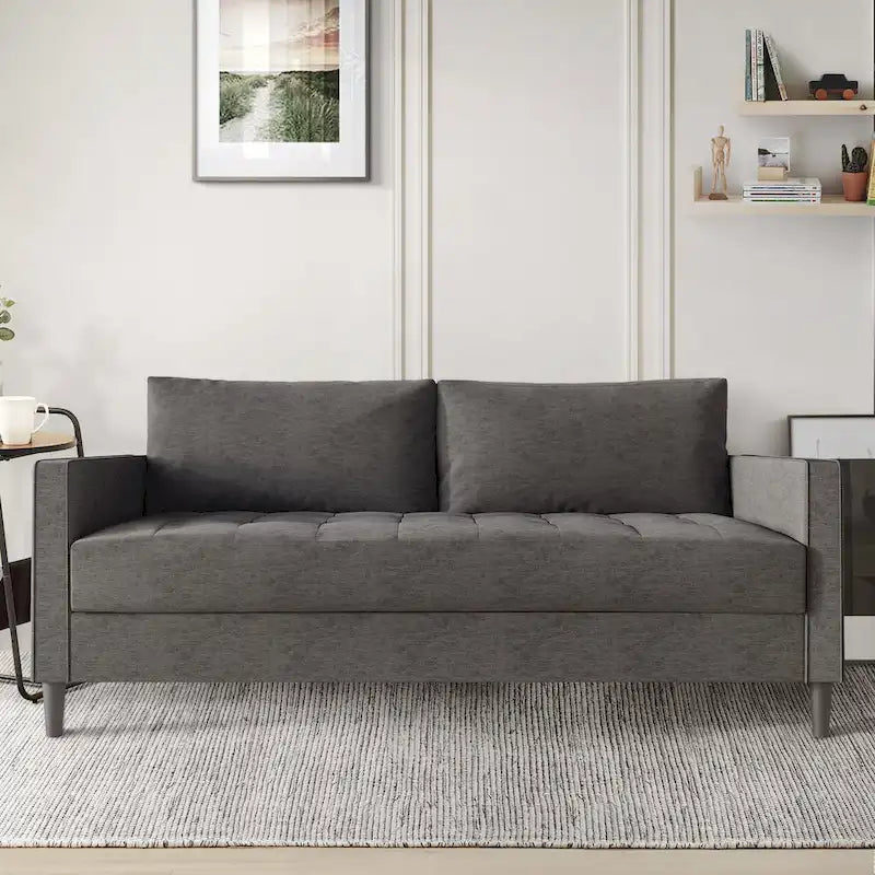 Sofá tapizado de lino minimalista contemporáneo