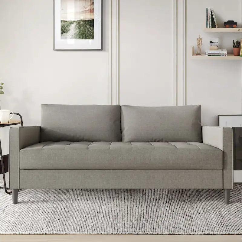 Sofá tapizado de lino minimalista contemporáneo