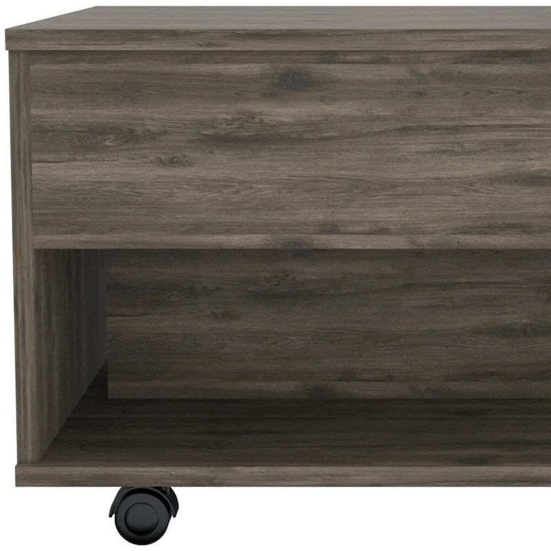 Mesa de centro elevable de color marrón oscuro con cajón (15.3"H x 21.6"W x 19.6"D)