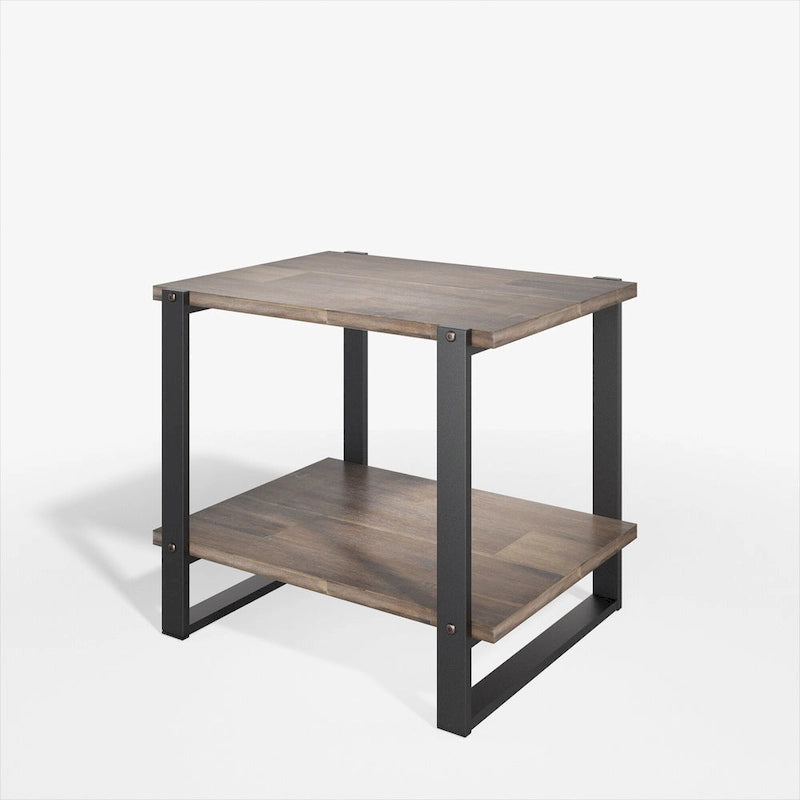 Mesa auxiliar de madera maciza marrón de 21 pulgadas