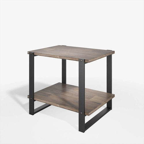Mesa auxiliar de madera maciza marrón de 21 pulgadas