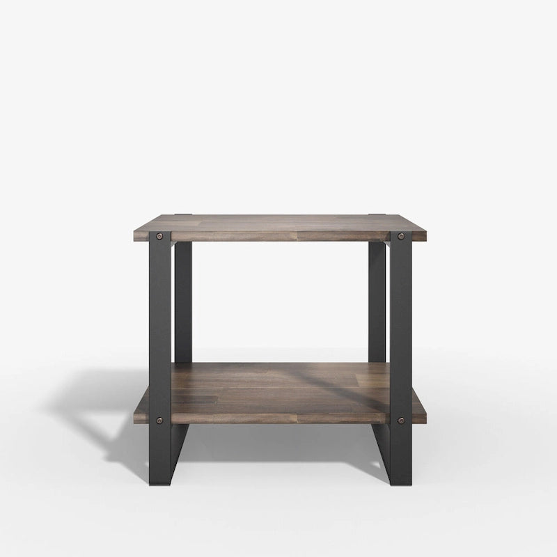 Mesa auxiliar de madera maciza marrón de 21 pulgadas