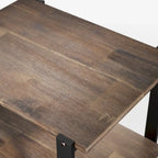 Mesa auxiliar de madera maciza marrón de 21 pulgadas