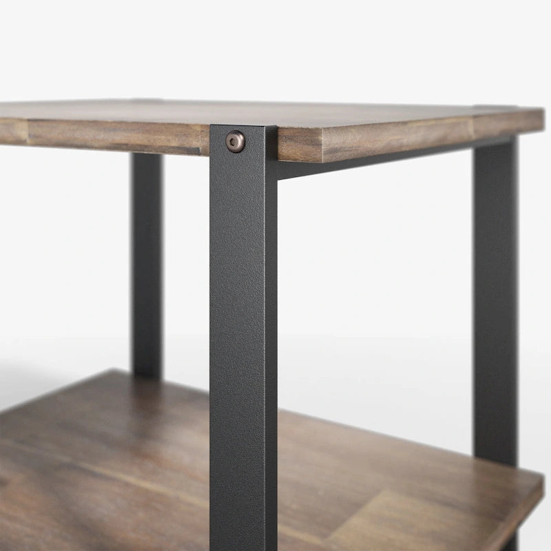 Mesa auxiliar de madera maciza marrón de 21 pulgadas
