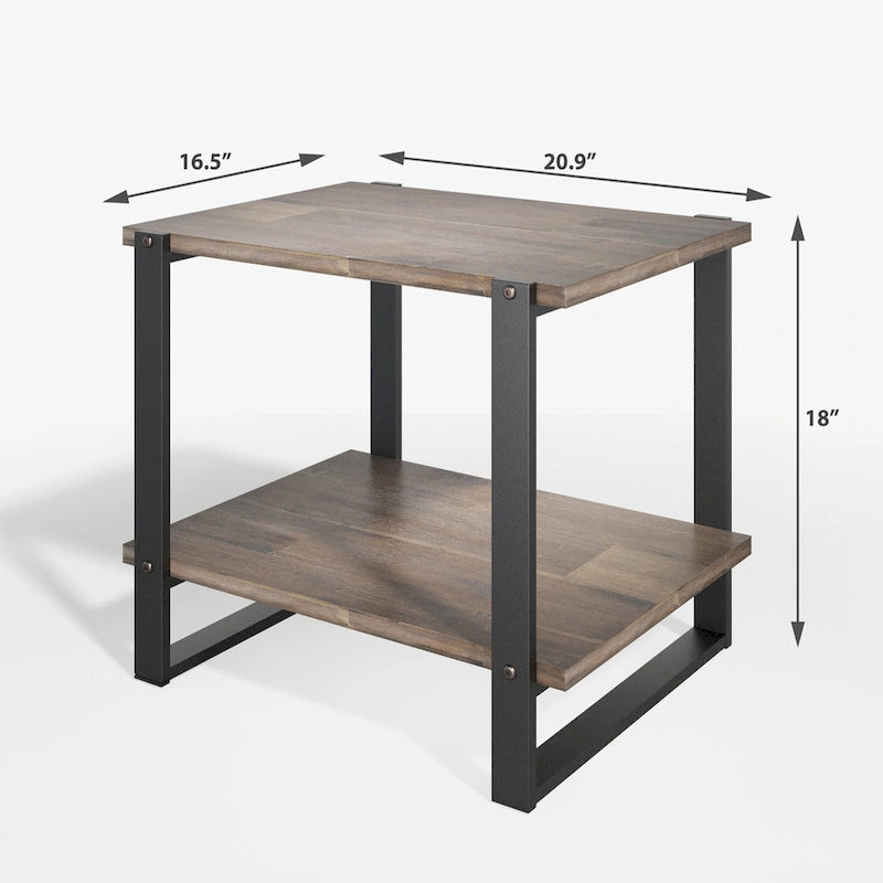 Mesa auxiliar de madera maciza marrón de 21 pulgadas