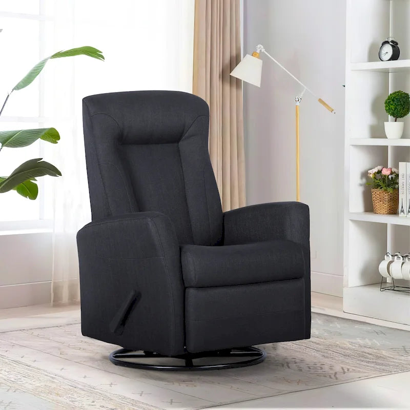 Sillón reclinable manual deslizante giratorio de 29.5" de ancho, tela gris oscuro