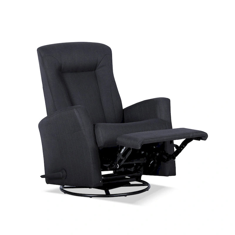 Sillón reclinable manual deslizante giratorio de 29.5" de ancho, tela gris oscuro