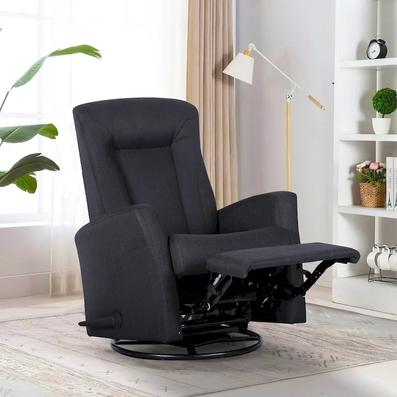 Sillón reclinable manual deslizante giratorio de 29.5" de ancho, tela gris oscuro
