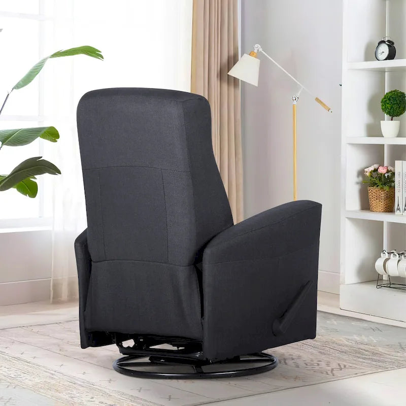 Sillón reclinable manual deslizante giratorio de 29.5" de ancho, tela gris oscuro