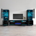 Mueble de TV con chimenea eléctrica y estanterías