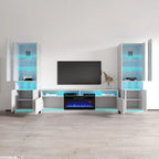 Mueble de TV con chimenea eléctrica y estanterías